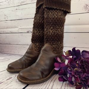 UGG Crest Haven Long Knitted Leather Wedge Boots